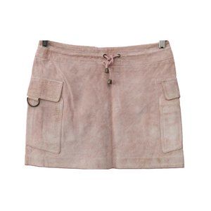 Wilson Suede Leather Pale Mauve Skirt Size 2 Drawstring Waist Side Pockets